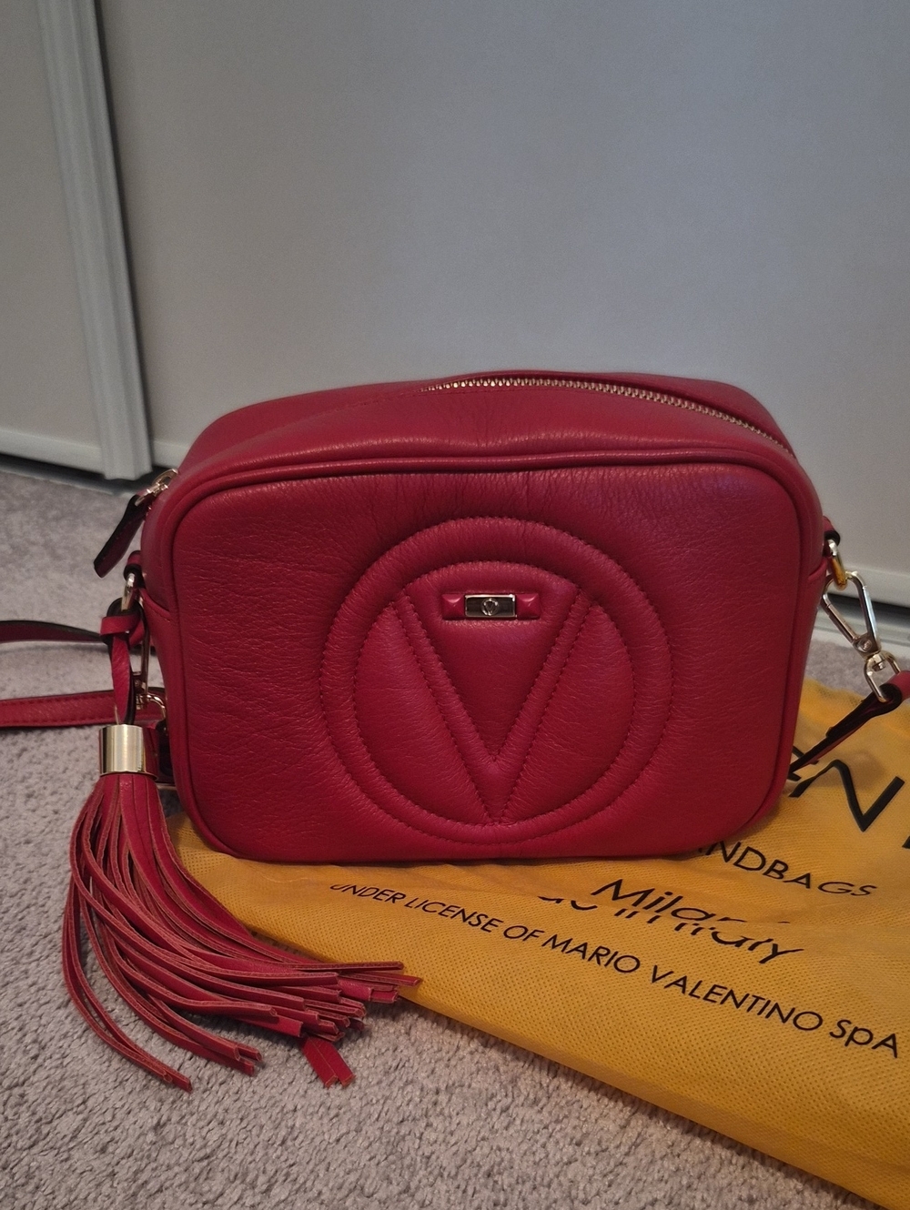 Mario Valentino red camera bag